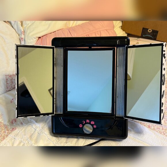 Conair Leopard Print 3 way 10X Makeup Mirror with lights RARE - Picture 6 of 6